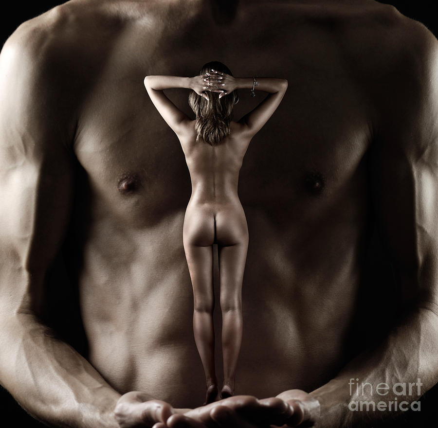 Man Holding a Naked Fitness Woman in His Hands Photograph by Maxim Images Exquisite Prints