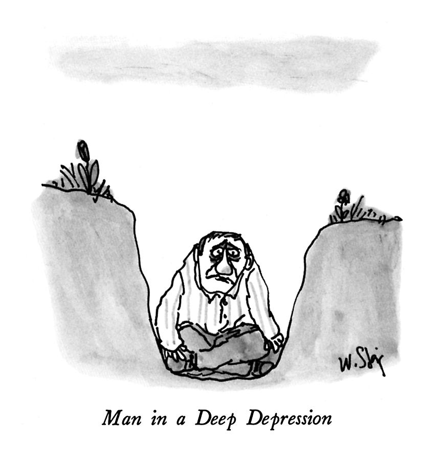 Man In A Deep Depression Drawing by William Steig