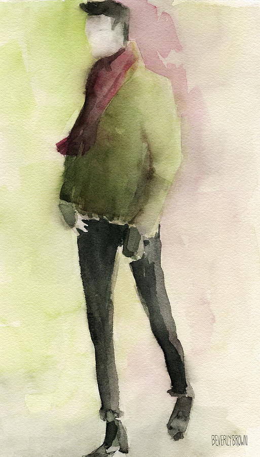 Man in a Green Jacket Fashion Illustration Art Print Painting by Beverly Brown