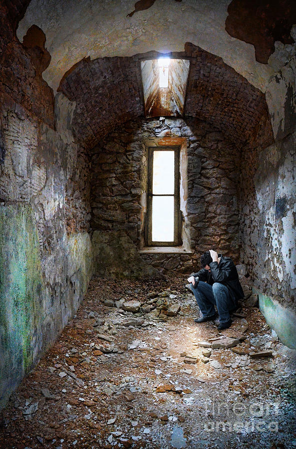 Dungeon Photograph - Man in Abandoned Building by Jill Battaglia