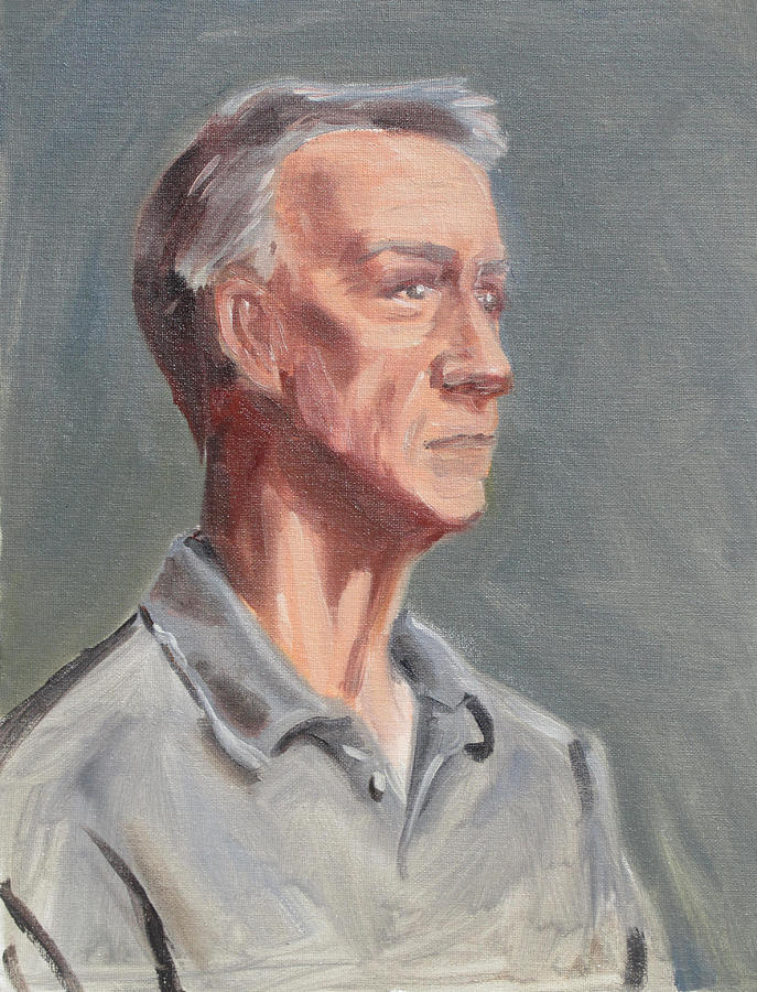 Portrait Painting - Man in Gray Polo Shirt by Jeffrey Oleniacz