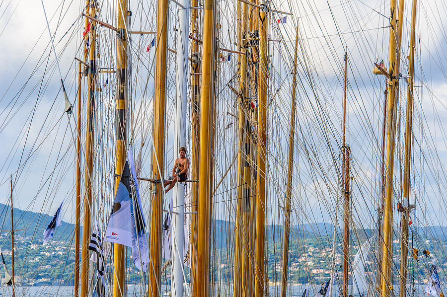 St. Tropez Photograph - Who Is The Man In The Mast by Christian Baumgart