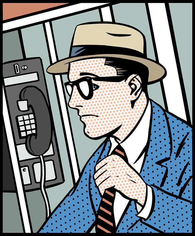 Man in Phone Booth Drawing by Paul Gilligan