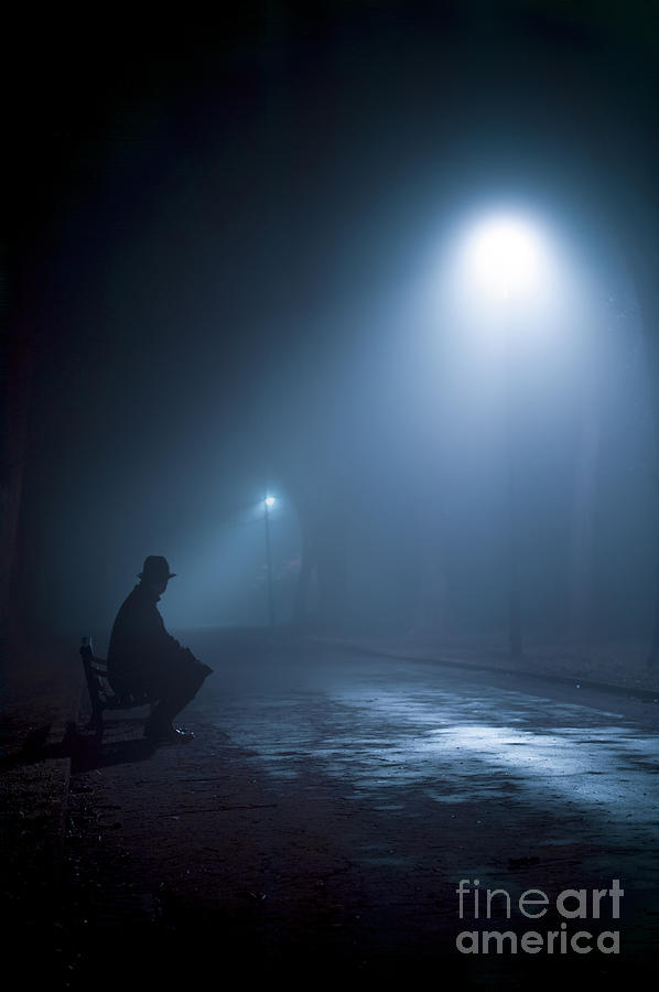 Winter Photograph - Man In Silhouette On A Bench In Fog by Lee Avison