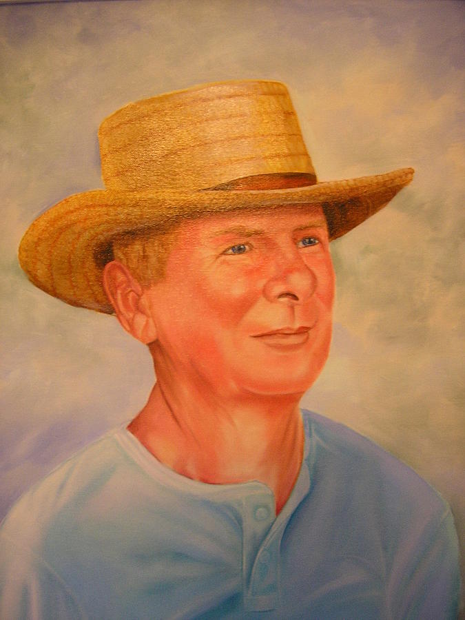 Man in Straw Hat Painting by Kay Daniels - Fine Art America