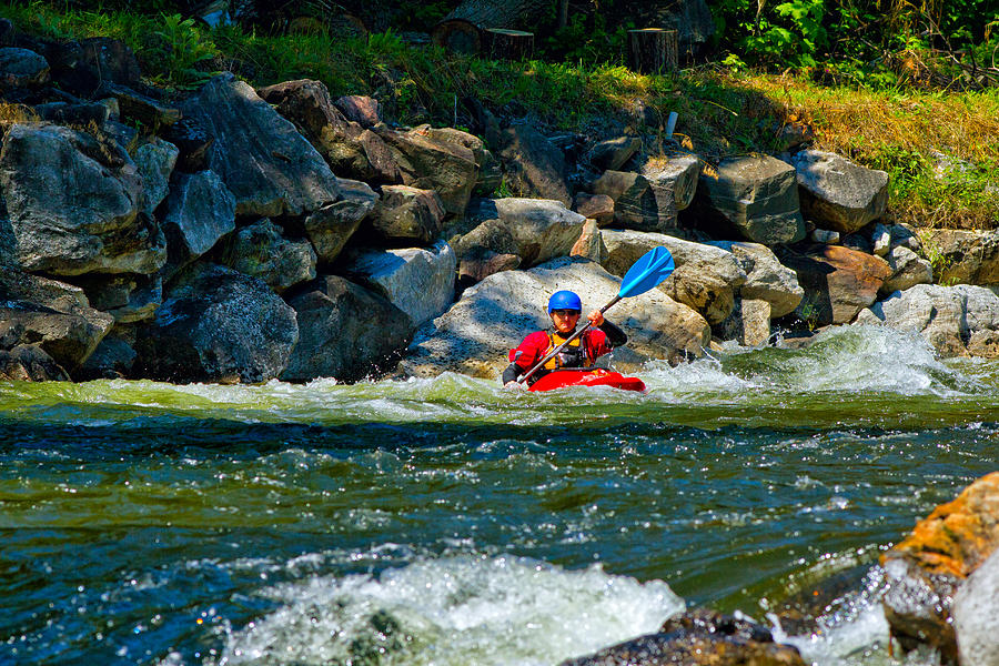 Nature Photograph - Man Kayaking In Rapid Water, Ontario by Panoramic Images