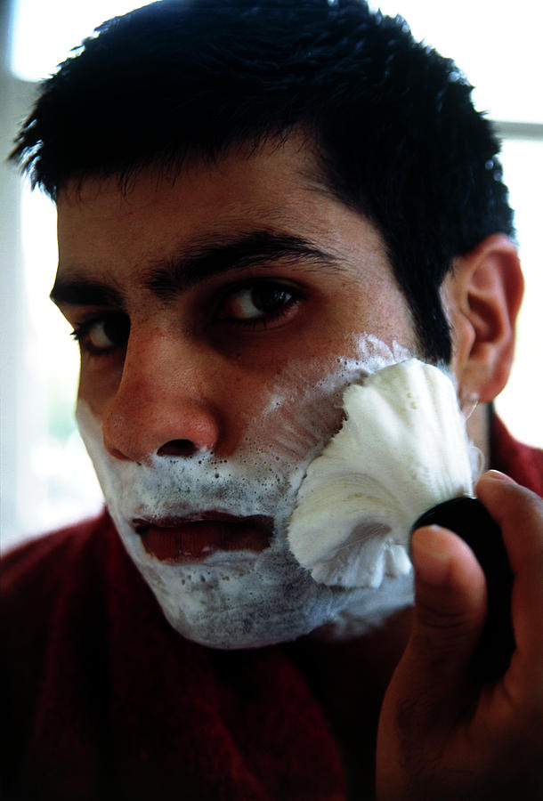 Man Lathering Face Photograph by Tracy Rutter/science Photo Library