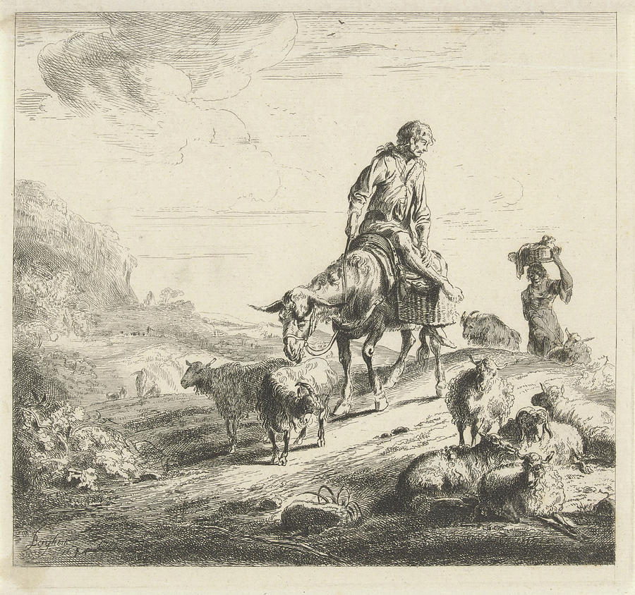 Donkey Drawing - Man On A Donkey, William Young Ottley by William Young Ottley