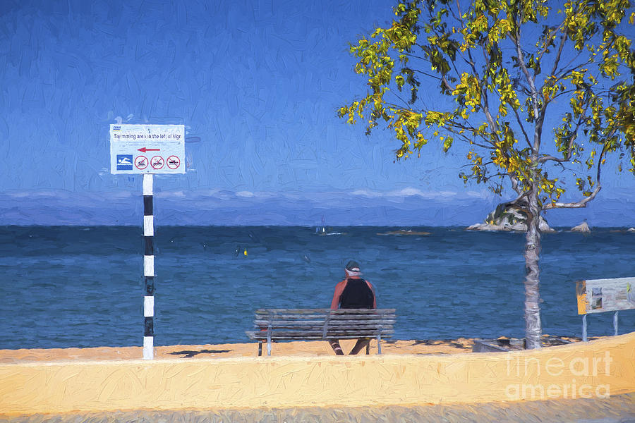 Beach Photograph - Man on bench at Kaiteriteri by Sheila Smart Fine Art Photography