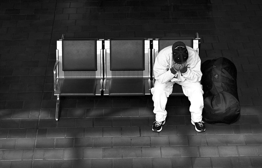 Man on Bench-- Union Station Photograph by Harold E McCray
