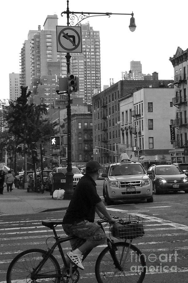 Man on Bike - Upper East Side Photograph by Miriam Danar