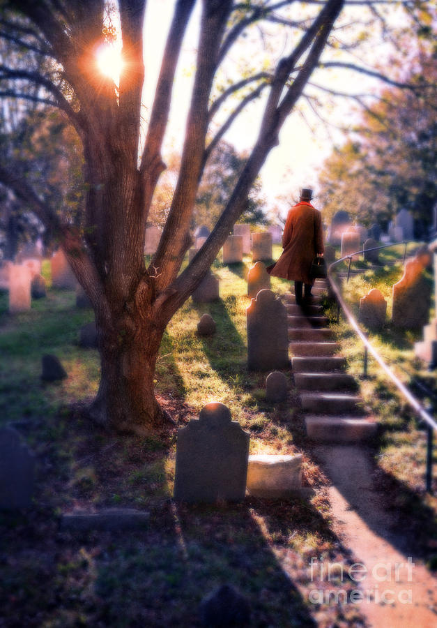 Man on Cemetery Steps Photograph by Jill Battaglia