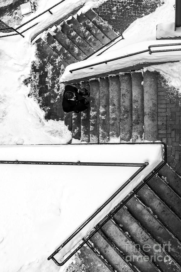 Man on staircase Concord New Hampshire  Photograph by Edward Fielding