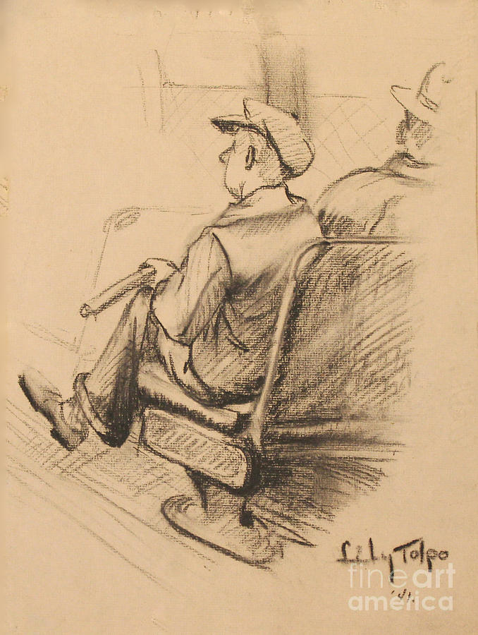 Man on the L Train -1941 Drawing by Art By Tolpo Collection