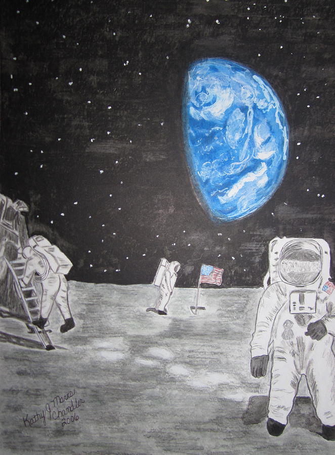 Man on the Moon Painting by Kathy Marrs Chandler