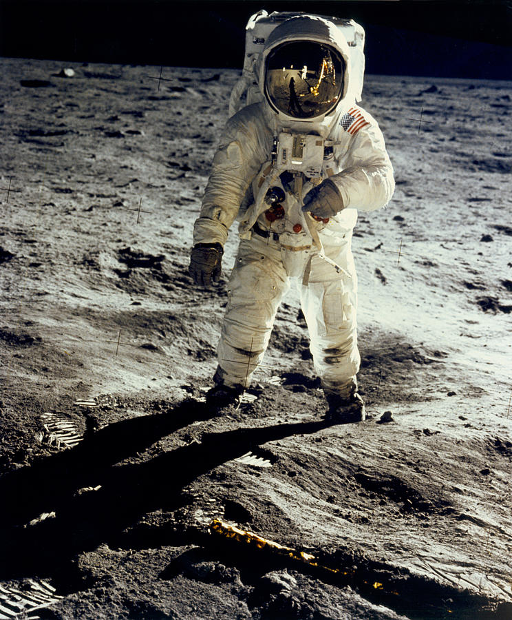 Vintage Photograph - Man On The Moon by Underwood Archives  Neil Armstrong