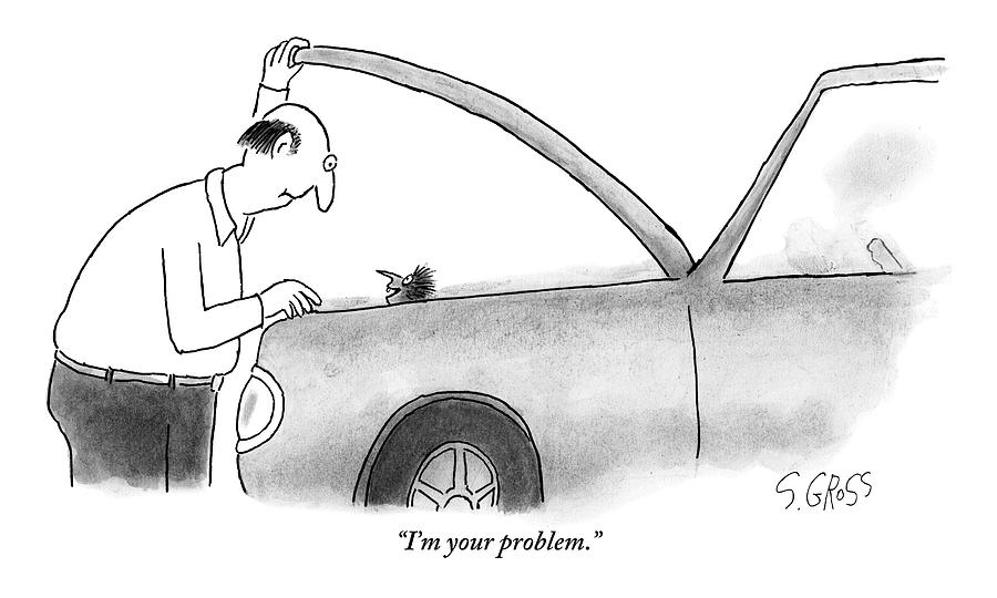 Man Opens The Hood Of His Car Drawing by Sam Gross Man Opens The Hood Of His Car Drawing by Sam Gross