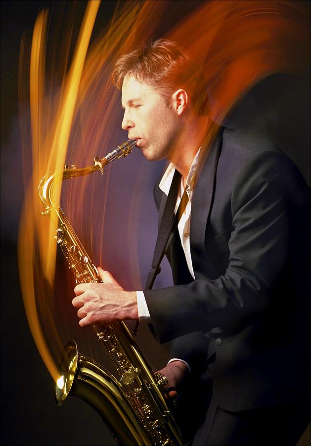 Music Photograph - Man Playing Saxophone by Darren Greenwood