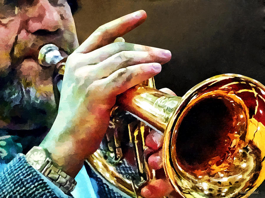 Music Photograph - Man Playing Trumpet by Susan Savad