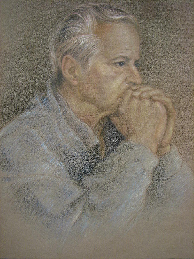 Portrait Drawing - Man Praying study by Jennifer Soriano