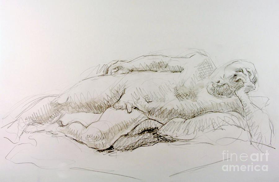 Nude Drawing - Man Reclining  by Andy Gordon