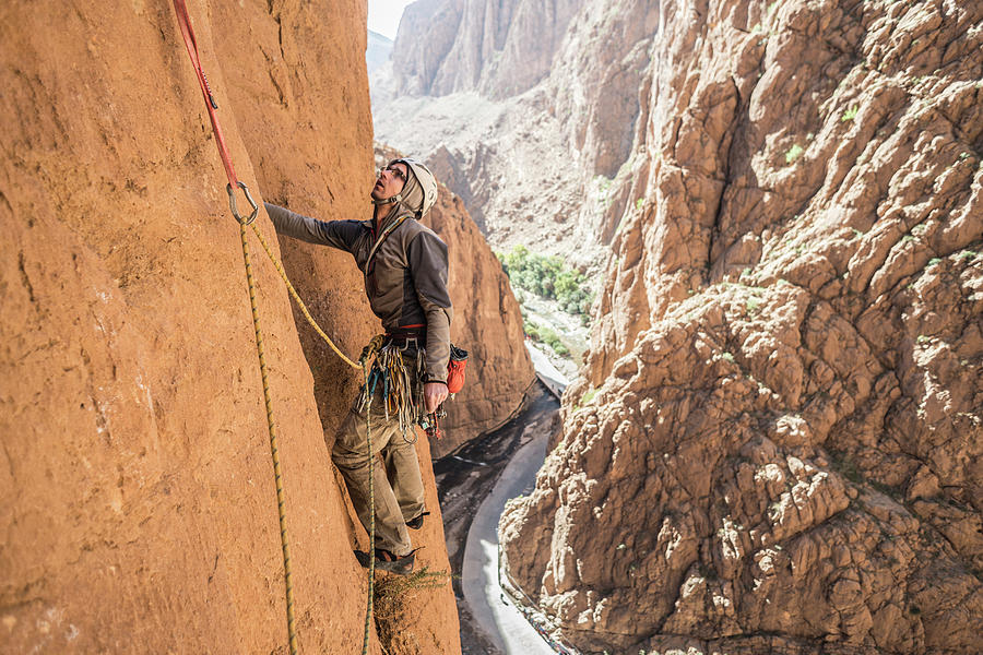 Man Rock Climbing In Todra Atlas Photograph by Ewa Cie?likiewicz