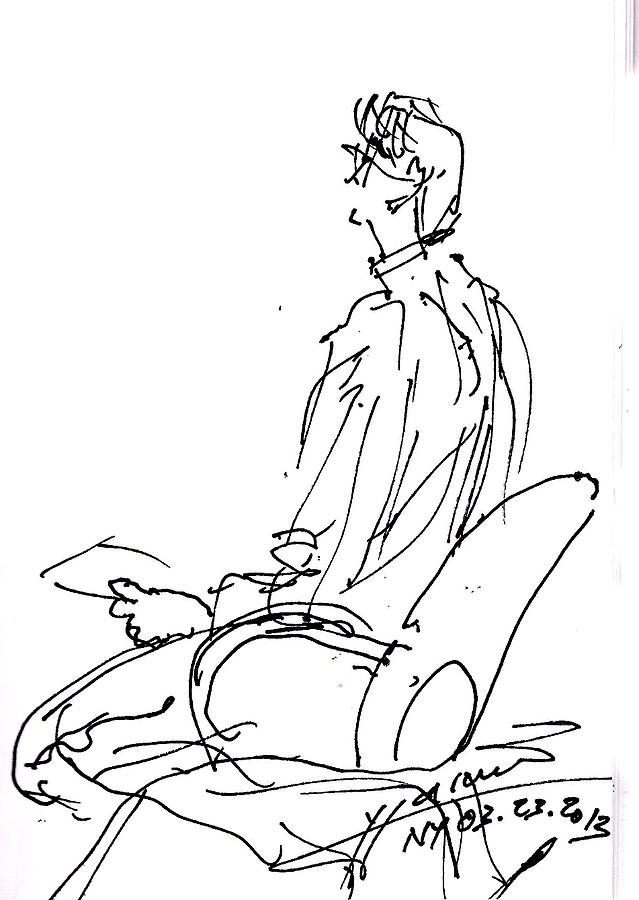 Sketch Drawing - Man Sitting   by Ylli Haruni