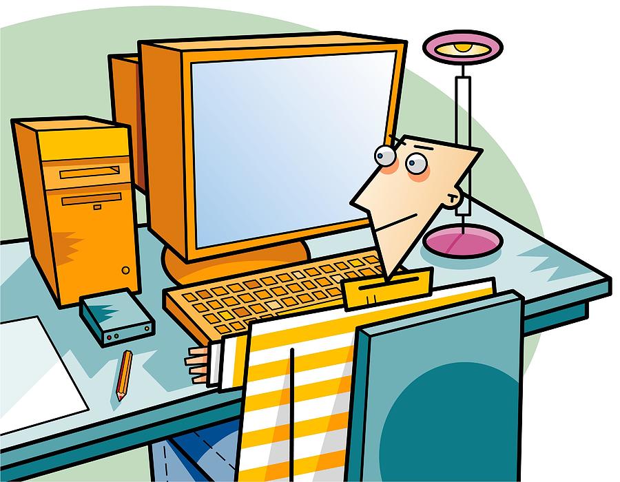 Man Sitting At His Computer Drawing by Imagezoo