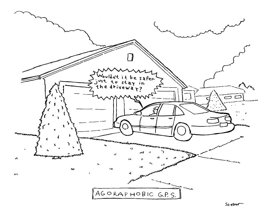 Man Sitting In His Car In The Driveway Drawing by Michael Shaw