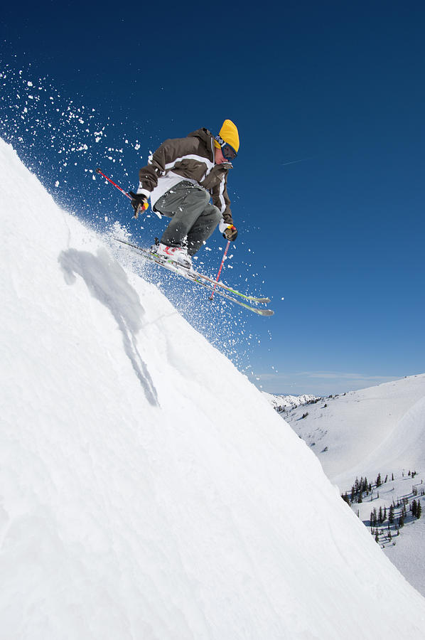 Sports Photograph - Man Skiing, Snowbird, Utah by Scott Markewitz
