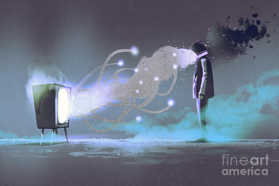 Tv Drawing - Man Standing In Front Of Unusual by Tithi Luadthong Tv Drawing - Man Standing In Front Of Unusual by Tithi Luadthong
