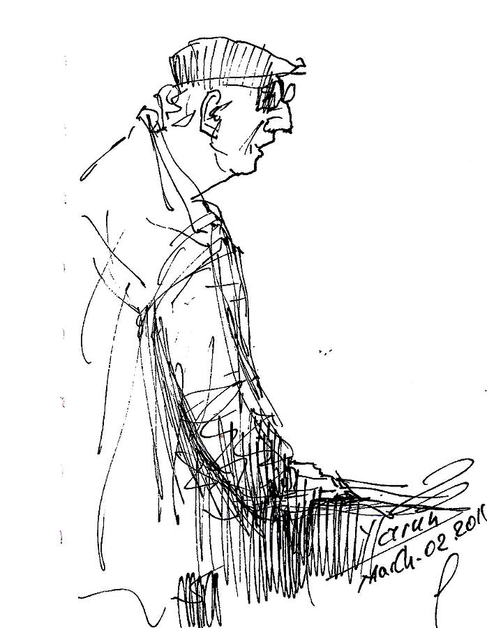 Old Man Drawing - Man Standing by Ylli Haruni