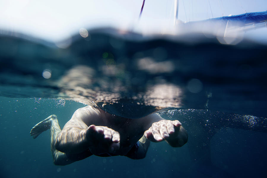 Man Swimming In Sea,underwater Photograph by Gary John Norman