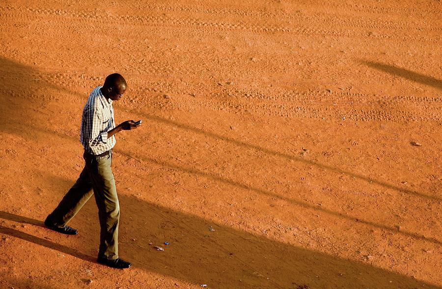 Human Photograph - Man Using A Mobile Phone by Mauro Fermariello/science Photo Library