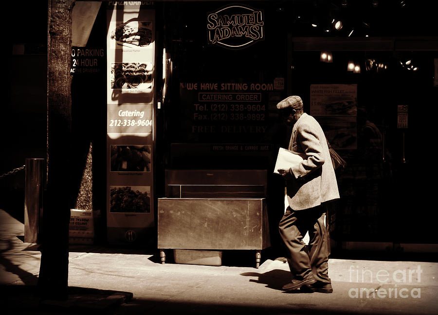Edward Hopper Photograph - Man Walking - New York City Street Scene by Miriam Danar