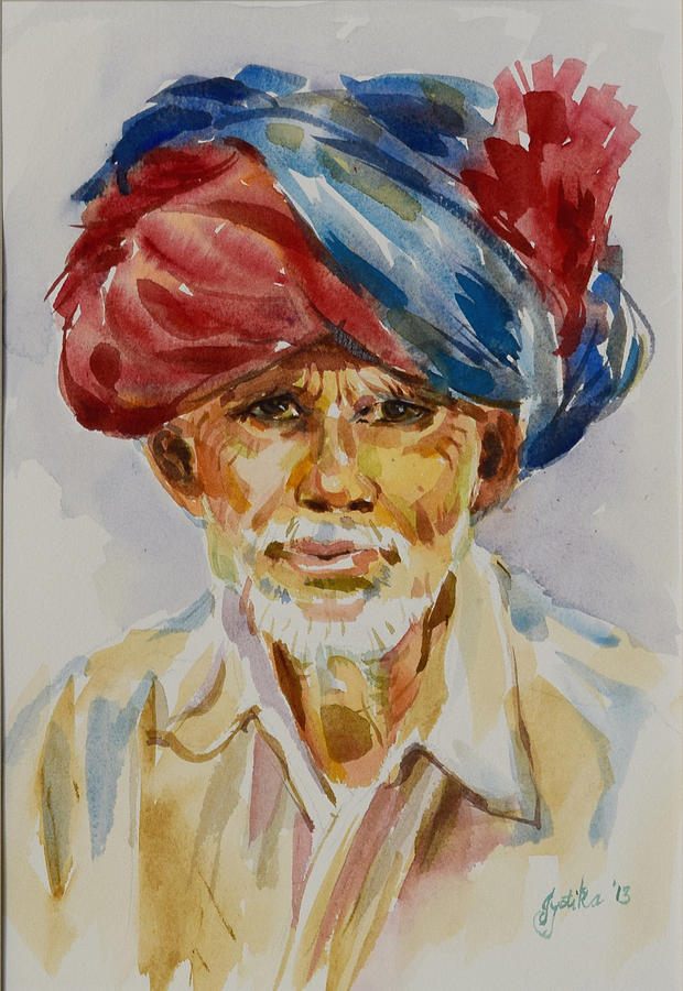 Man wearing a Turban Painting by Jyotika Shroff