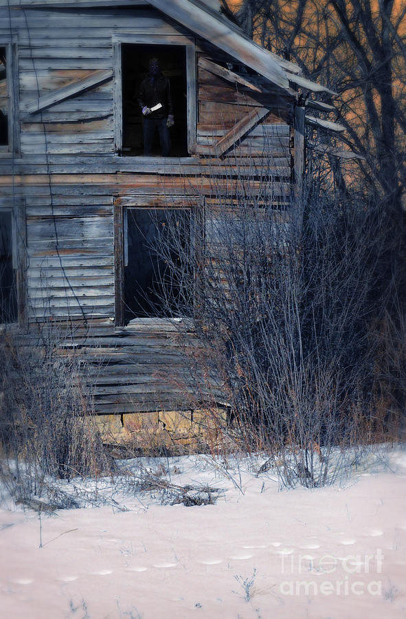Man with a Knife in Dilapidated House Photograph by Jill Battaglia