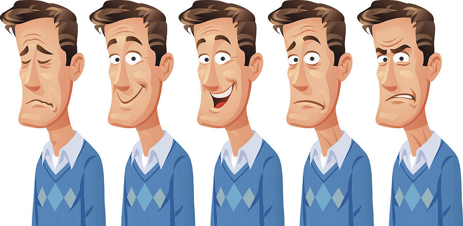 Man With Different Facial Expressions Drawing by Kbeis