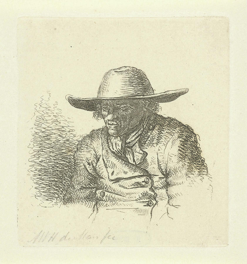 Hat Drawing - Man With Hat With Wide Brim, Anthonie Willem Hendrik by Quint Lox