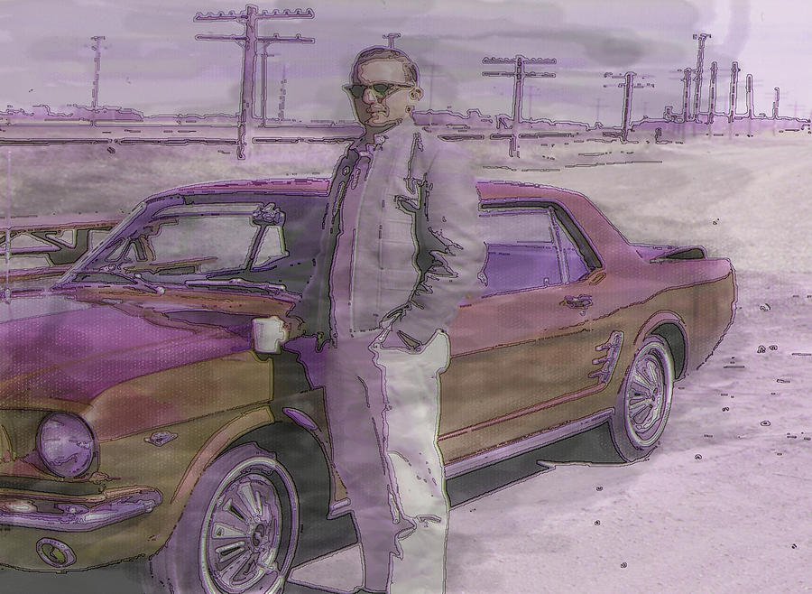 Man With Mustang Digital Art by Cathy Anderson