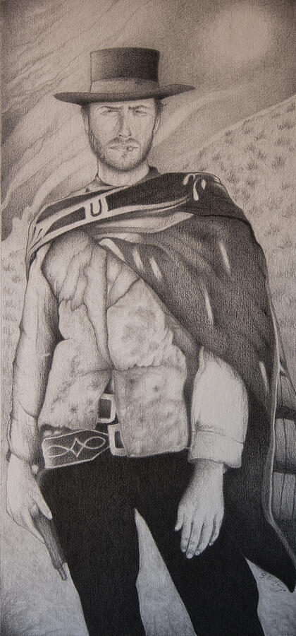 Clint Eastwood Drawing - Man With No Name by Stephen J DiRienzo Clint Eastwood Drawing - Man With No Name by Stephen J DiRienzo