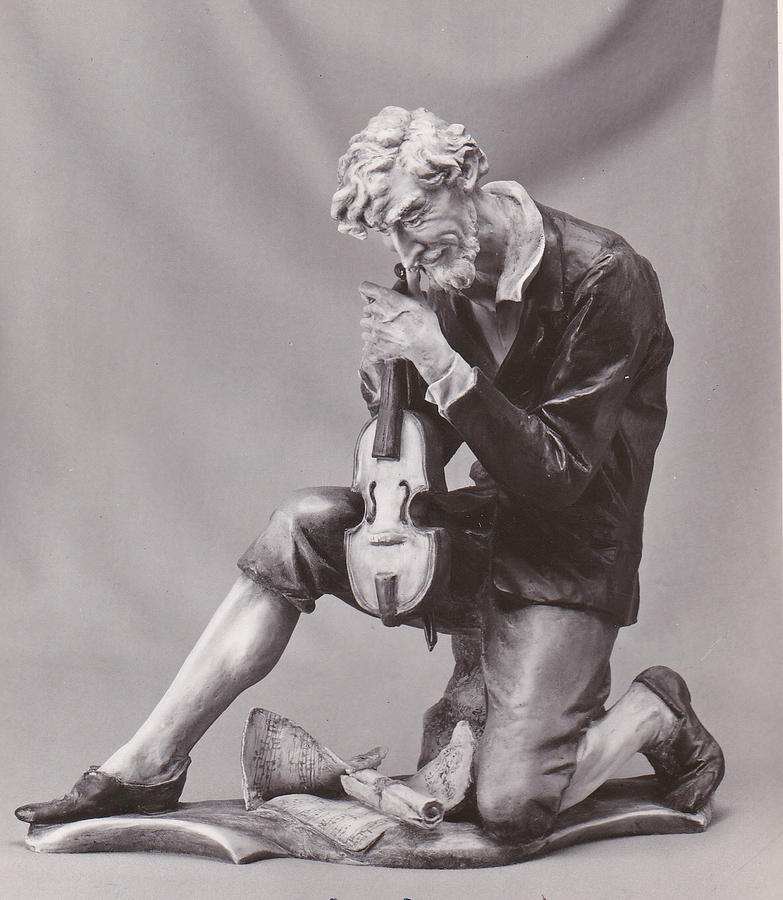 Music Pyrography - Man with violin. by Allan Koskela