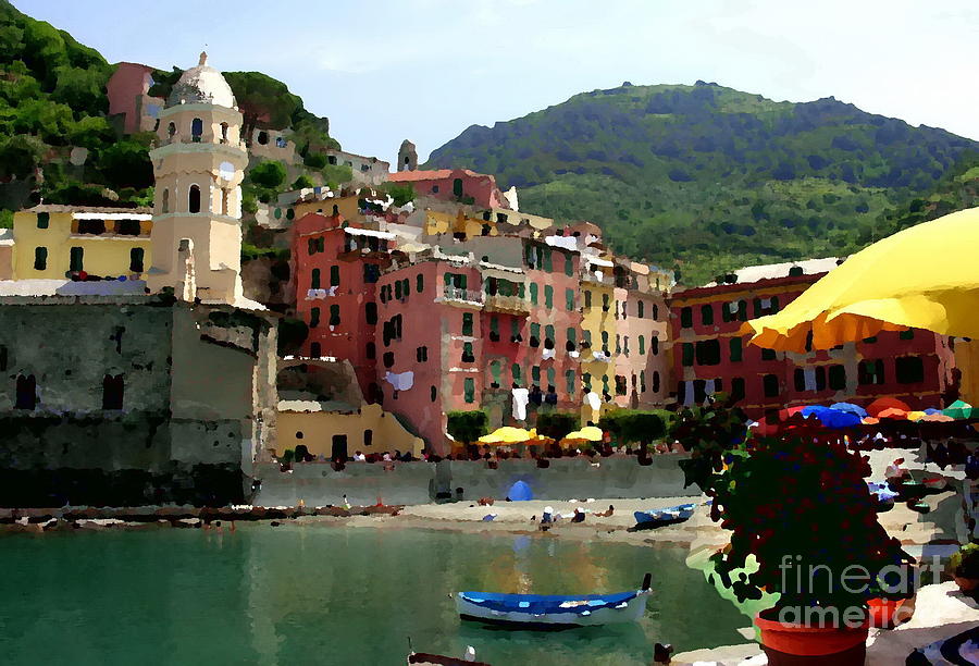 Waterfront - Vernazza - Cinque Terre - Abstract Photograph by Jacqueline M Lewis