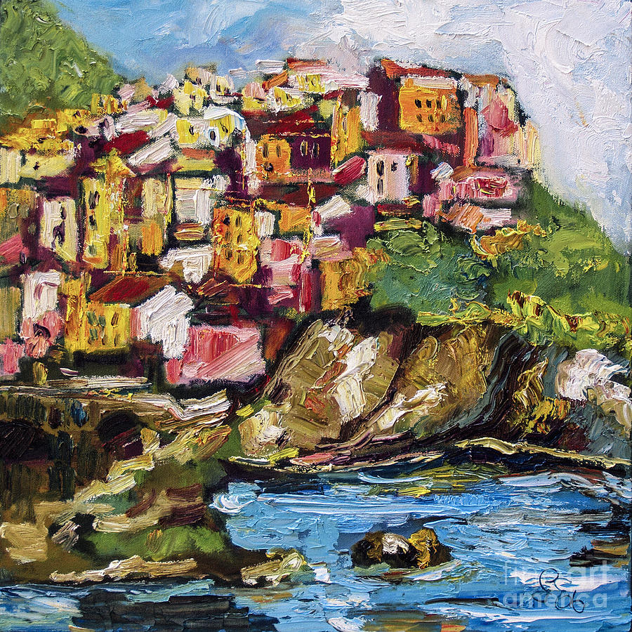 Manarola Italy Cinque Terre Painting by Ginette Callaway