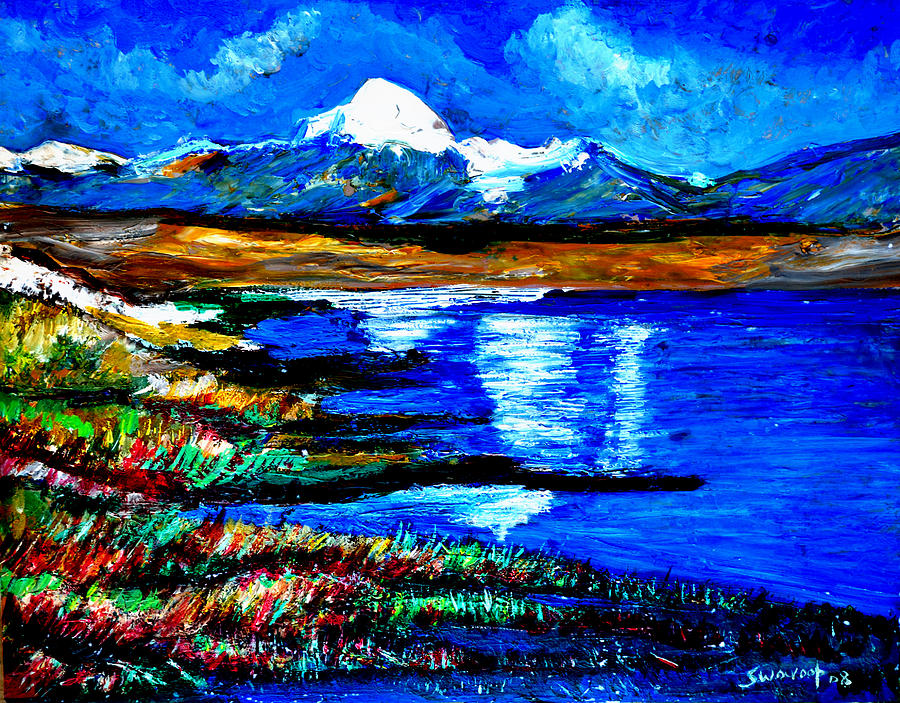 Himalayas Painting - Manas Sarovr Lake-18 by Anand Swaroop Manchiraju