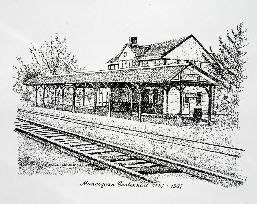 Manasquan Train Station Drawing by Melinda Saminski