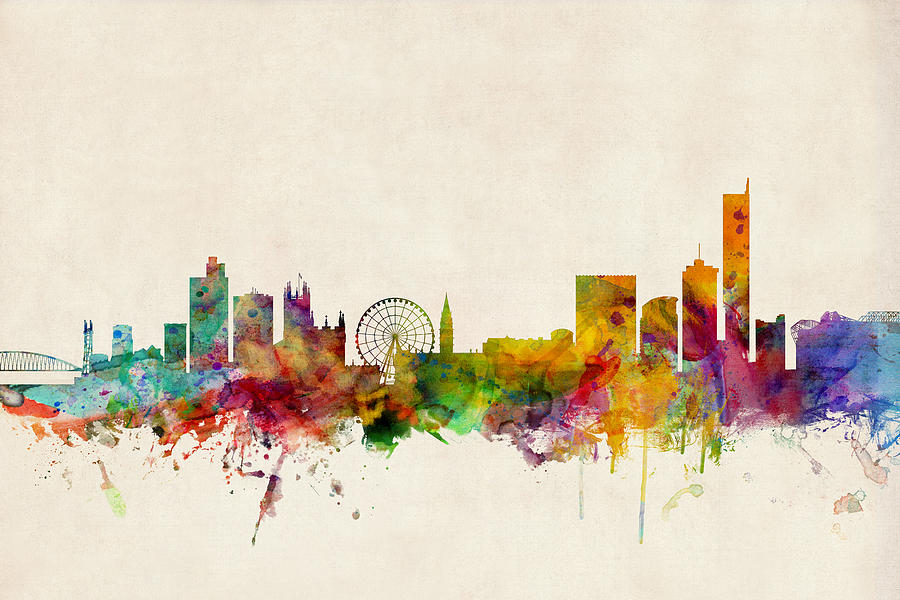 Manchester England Skyline Digital Art by Michael Tompsett