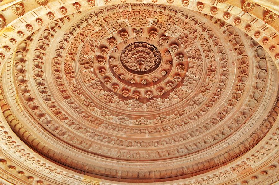 Mandala - Jain Temple Ceiling - Amarkantak India Photograph by Kim Bemis