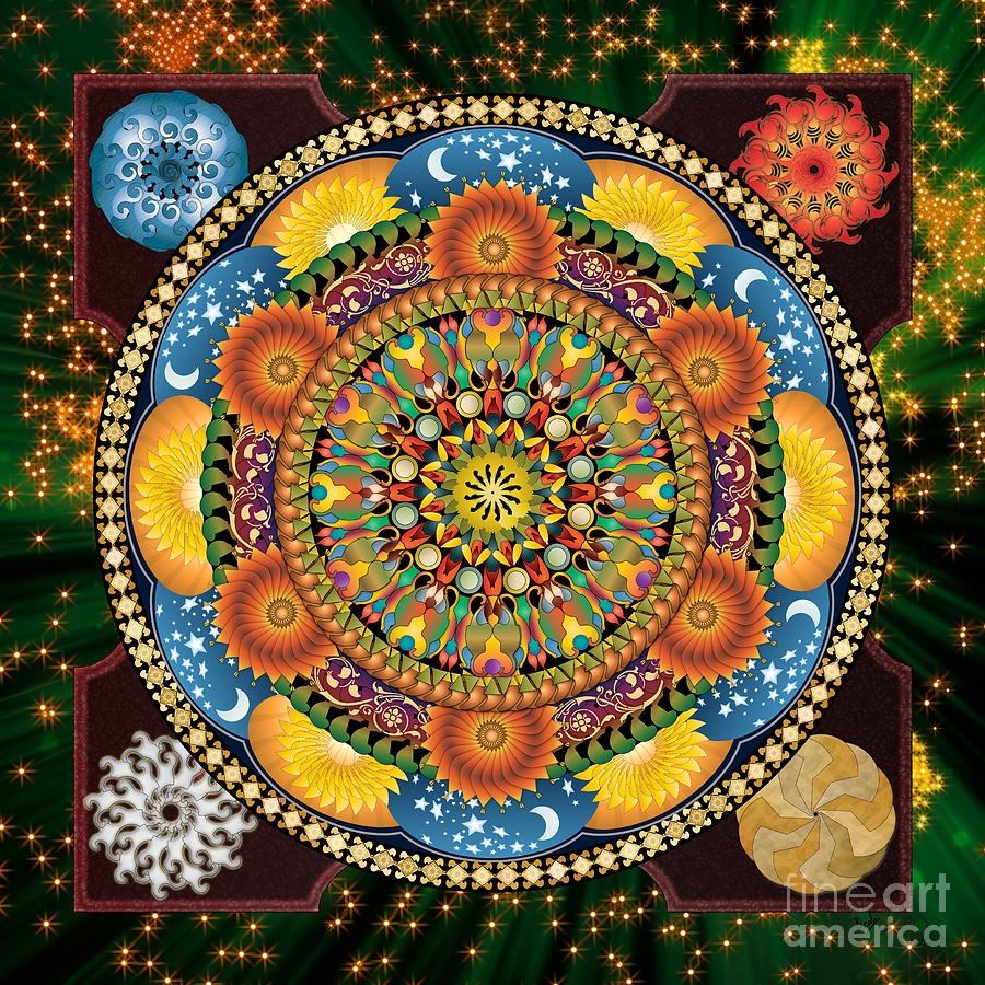 Fantasy Digital Art - Mandala Elements by Peter Awax