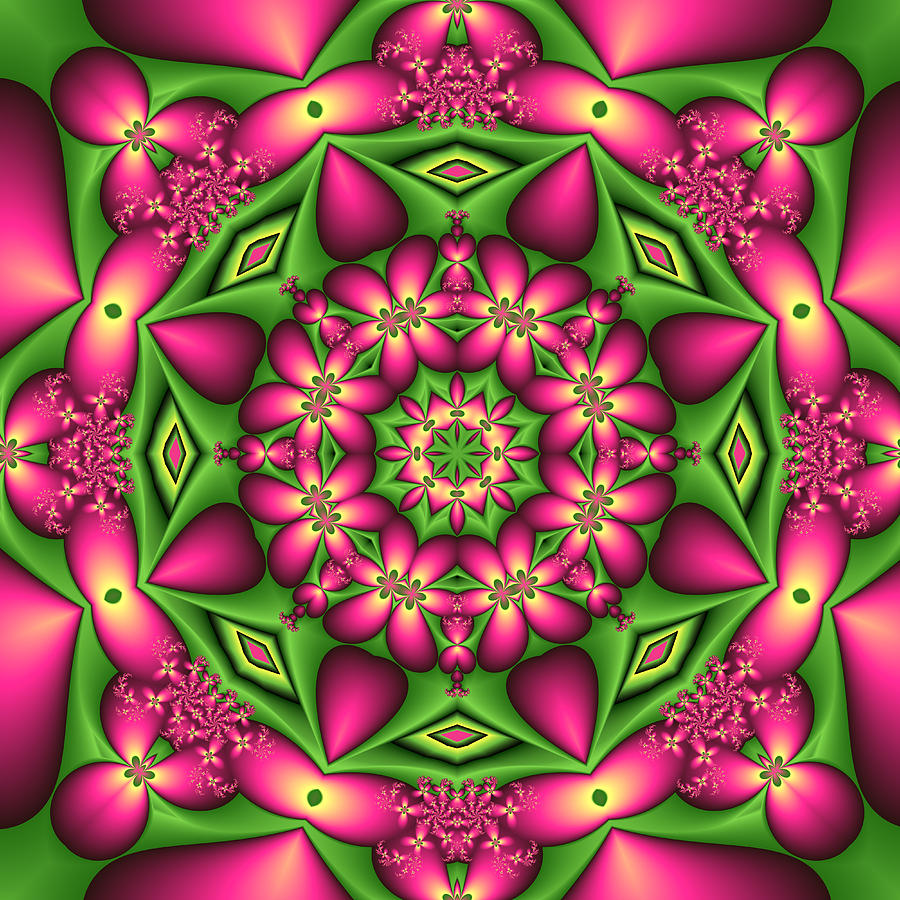 Mandala Green and Pink Digital Art by Gabiw Art